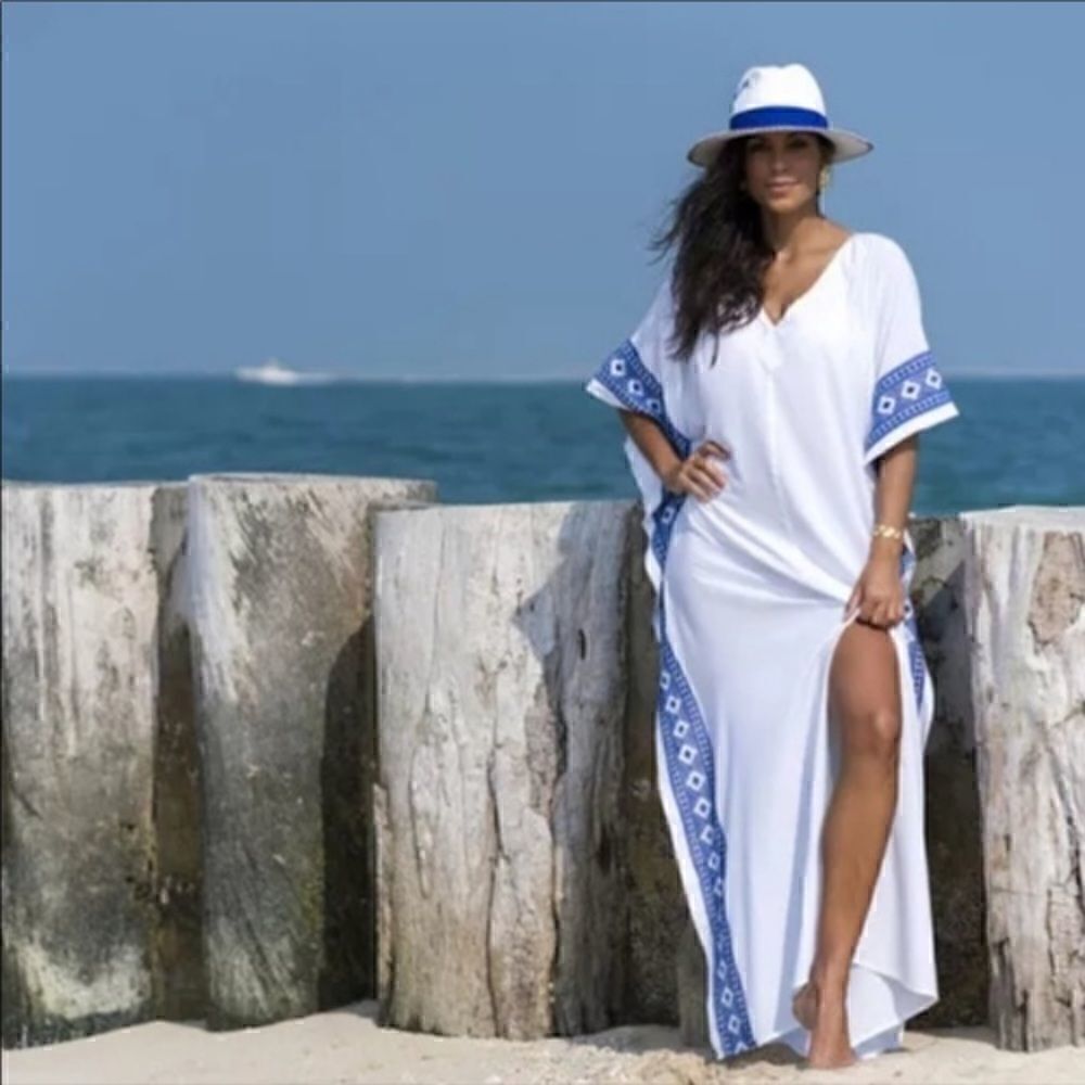 White Beach Maxi Coverup Duster One Size